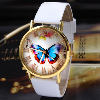 Reloj de pulsera y cuarzo con estilo de mariposa