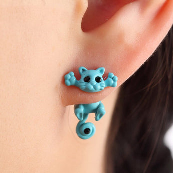 Pendientes de colores con lindo gatito