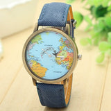 Reloj estilo Vintage con mapa del mundo