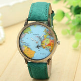 Reloj estilo Vintage con mapa del mundo