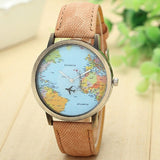 Reloj estilo Vintage con mapa del mundo