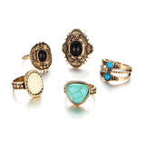 Conjunto de 5 anillos bohemios Vintage